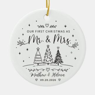 Personalised Mr & Mrs Keepsake First Christmas Ceramic Tree Decoration