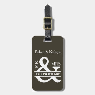 Personalised Mr & Mrs Khaki Luggage Tag