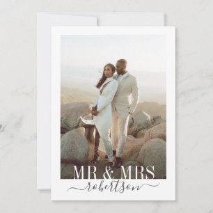 Personalised Mr Mrs Married Name Wedding Photo Thank You Card