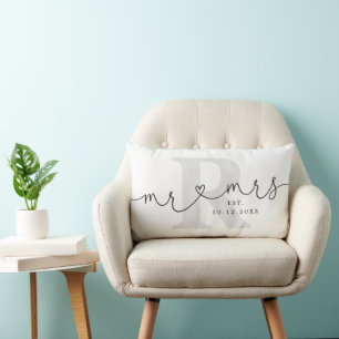 Personalised Mr Mrs Monogram Wedding Lumbar Cushion