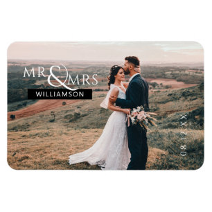 Personalised Mr & Mrs Monogram Wedding Photo Magnet