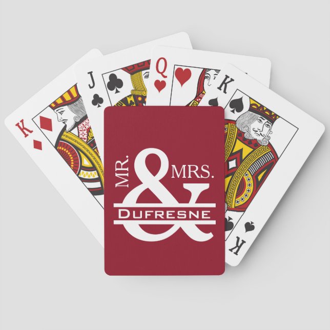 Personalised Mr & Mrs Red Playing Cards (Back)