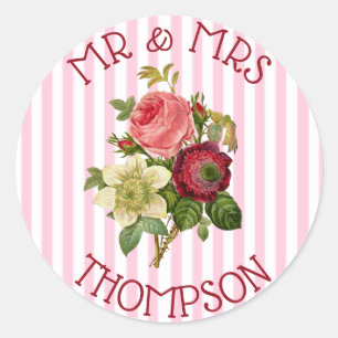 Personalised Mr & Mrs Roses Floral Chic Stickers