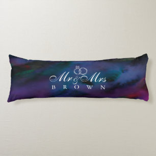 Personalised Mr & Mrs smokey purples water colour Body Cushion