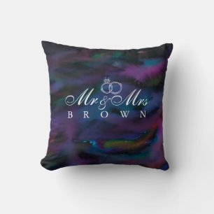Personalised Mr & Mrs smokey purples water colour Cushion