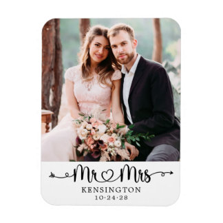 Personalised Mr Mrs Typography Wedding Photo Magnet