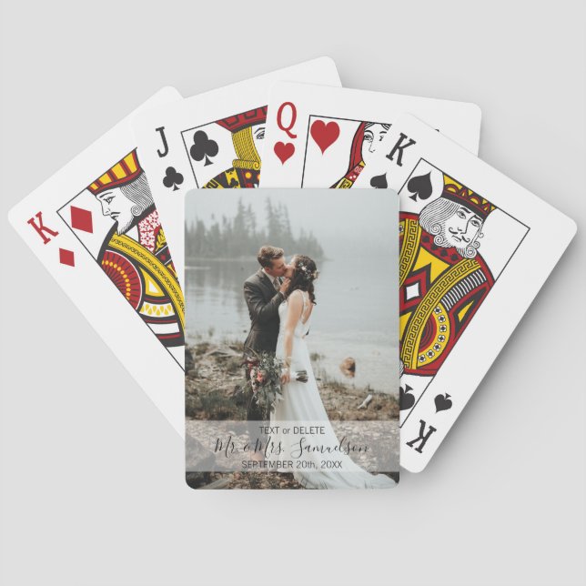 Personalised Mr. Mrs. Wedding Anniversary | PHOTO  Playing Cards (Back)