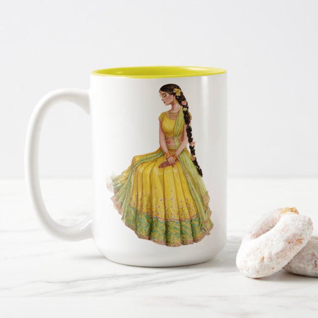Personalised Mr & Mrs Wedding Mug - Custom Floral  (With Donut)