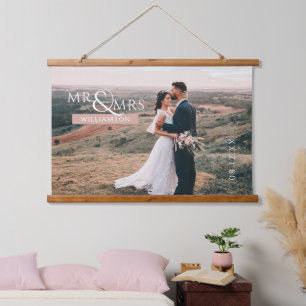 Personalised Mr & Mrs Wedding Photo Hanging Tapest Hanging Tapestry