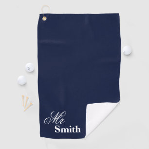 Personalised Mr Name Navy White Smith Golf Towel