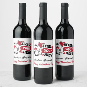 Personalised Mr. Steal Your Heart - Valentine Wine Label