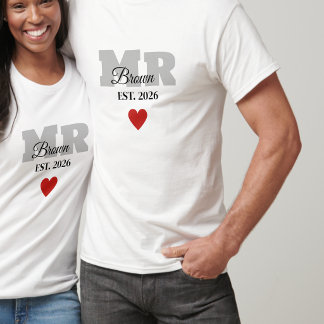 Personalised Mr Wedding Shirt Red Heart t-shirt