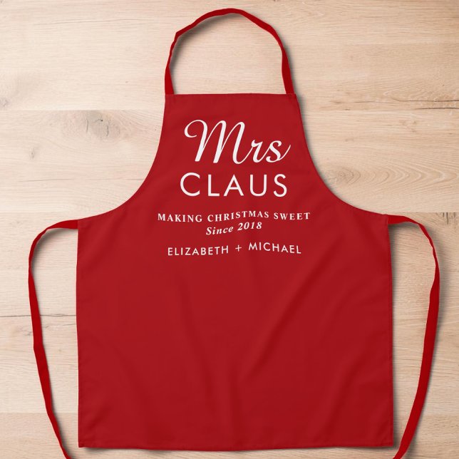Personalised Mrs Claus Christmas Baking Apron (Personalized Mrs Claus Christmas Baking Apron)