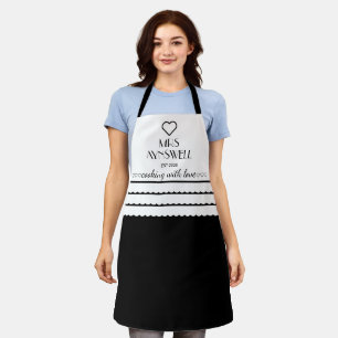 Personalised Mrs Cooking With Love Black Apron