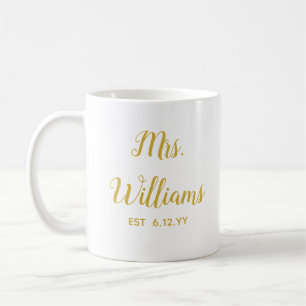 Personalised Mrs Est Newlywed Bride Gift Custom Coffee Mug
