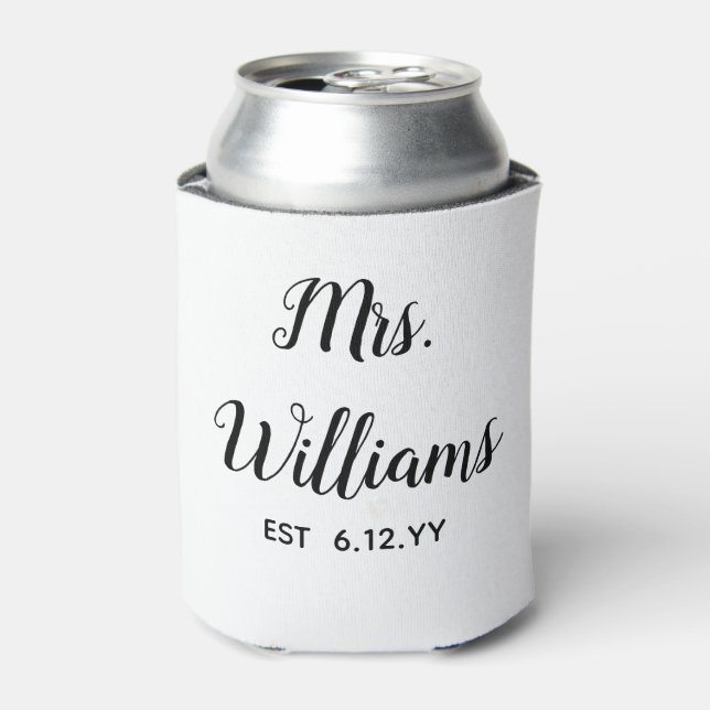 Personalised Mrs Est Your Date Bride Gift Custom  Can Cooler (Can Front)
