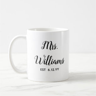 Personalised Mrs Est Your Date Bride Gift Custom Coffee Mug