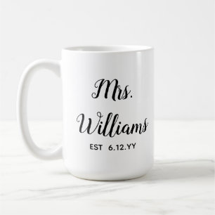 Personalised Mrs Est Your Date Present for Bride Coffee Mug