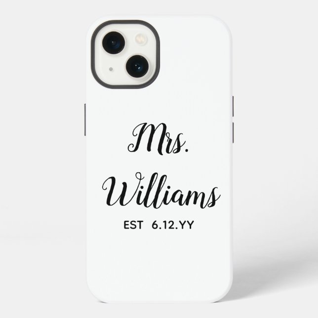Personalised Mrs Est Your Date Present for Bride iPhone Case (Back)