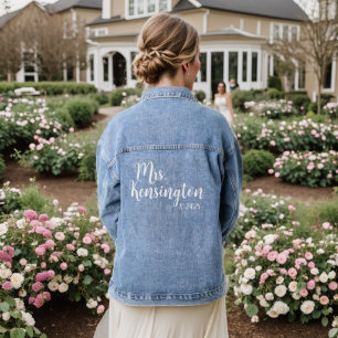 Personalised Mrs Last Name Wedding Bridal Denim Jacket