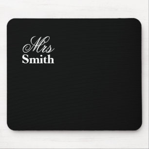 Personalised Mrs Name Black Mouse Mat