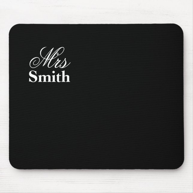 Personalised Mrs Name Black Mouse Mat (Front)