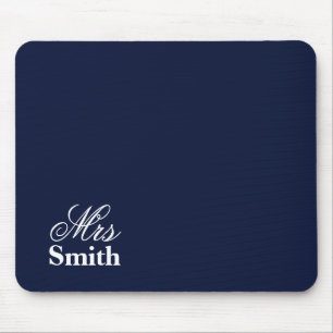 Personalised Mrs Name Navy Mouse Mat