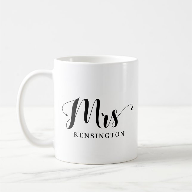 Personalised Mrs Newlywed Bride Typography Coffee Mug (Left)