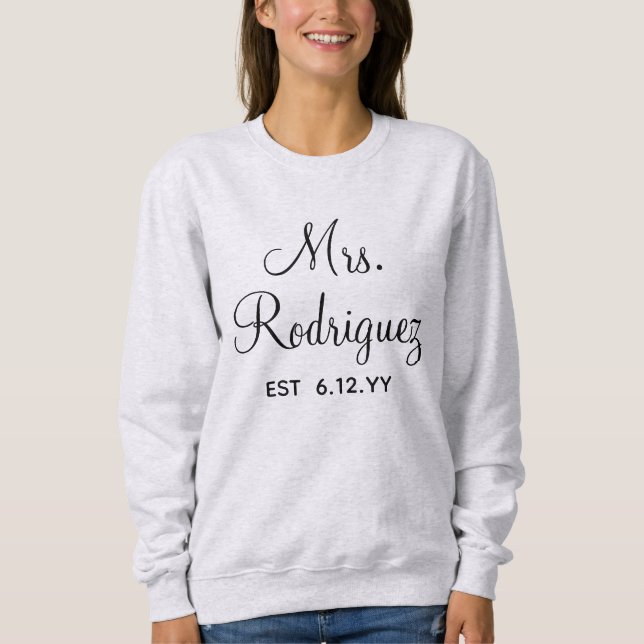 Personalised Mrs Newlywed Custom Gift for Bride Sweatshirt (Front)