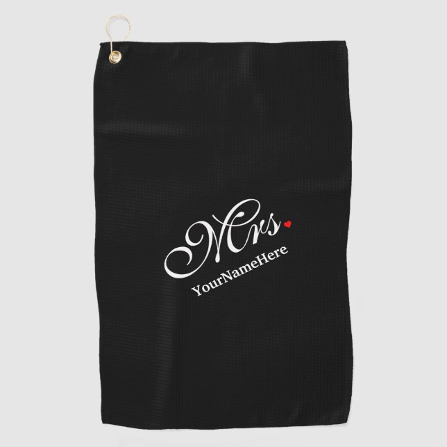 Personalised Mrs. Wife Bride His Hers Newly Weds Golf Towel (Front)