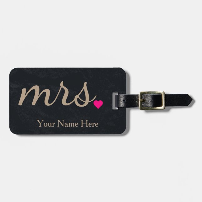 Personalised Mrs. Wife Bride Newly Weds Luggage Tag (Front Horizontal)