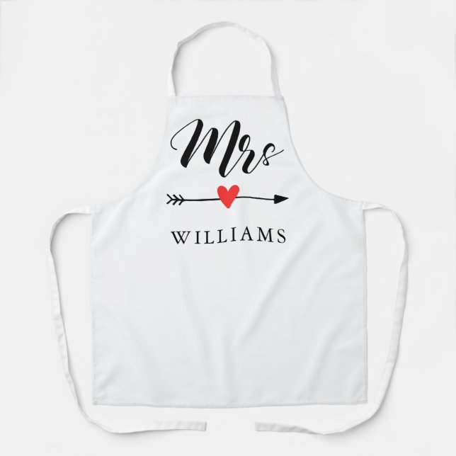 Personalised Mrs. with Heart and Arrow Apron (Front)