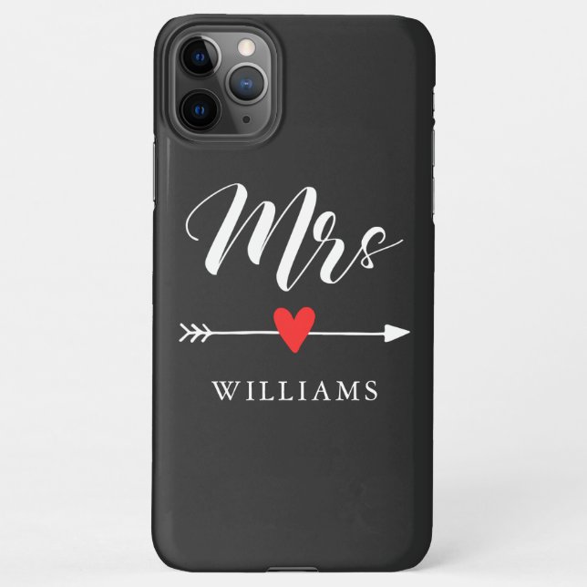 Personalised Mrs. with Heart and Arrow iPhone Case (Back)