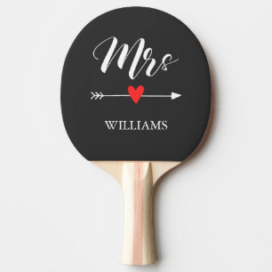 Personalised Mrs. with Heart and Arrow Ping Pong Paddle