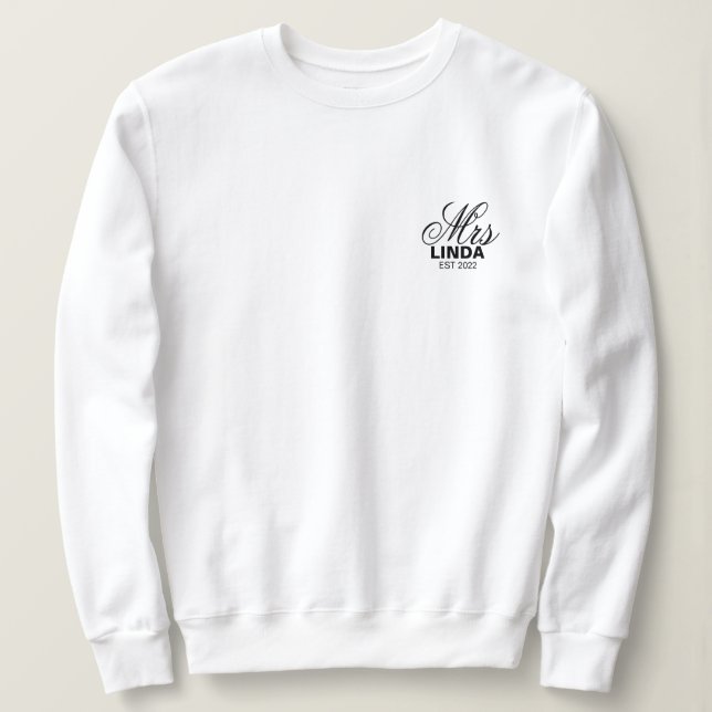 Personalised Mrs with name,Engagement, bride  Sweatshirt (Design Front)