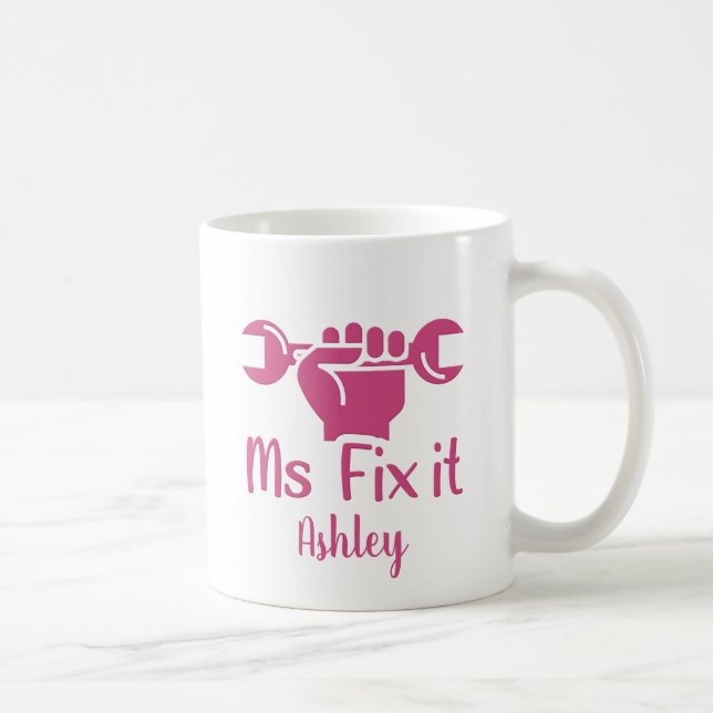 Personalised Ms Fix It Wrench Hand Coffee Mug (Right)
