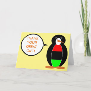 Personalised Ms Penguin African Diaspora Talking Thank You Card