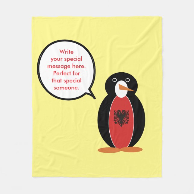 Personalised Ms. Penguin Albania Fleece Blanket (Front)