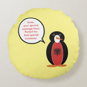 Personalised Ms. Penguin Albania Round Cushion
