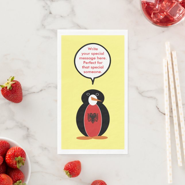 Personalised Ms. Penguin Armenia Napkin (Insitu)