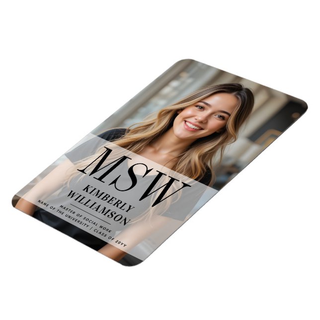Personalised MSW Master of Social Work Graduation Magnet (Left Side)