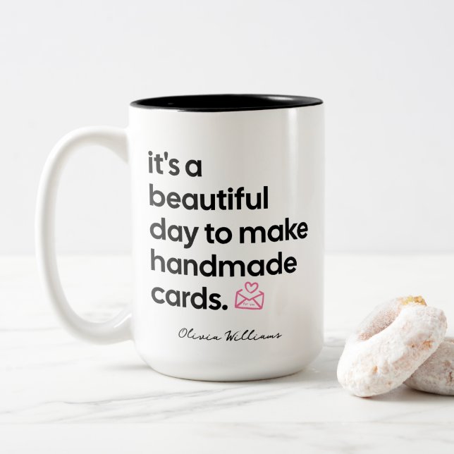 Personalised Mug for Crafty Handmade Card Maker  (With Donut)