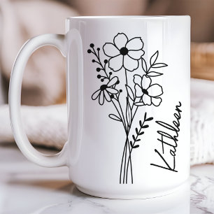 Personalised Mug for Her, Wildflowers Mug for Mum