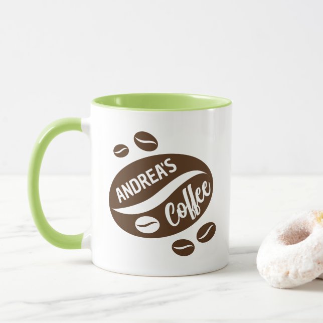 Personalised mug gift with coffee beans design (With Donut)