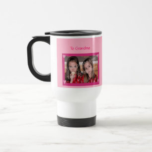 Personalised mug Pink with Pink Hearts Frame