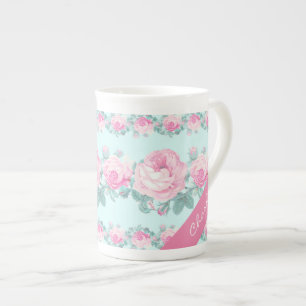 Personalised mug shabby chic floral gift for her
