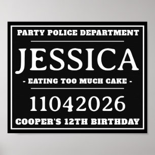 Personalised Mug Shot Signs, Birthday Party Poster