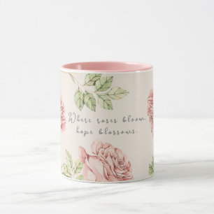Personalised mug with a rose motif