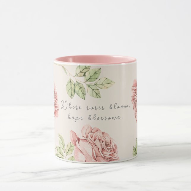 Personalised mug with a rose motif (Center)