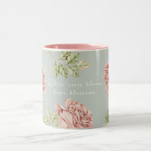 Personalised mug with a rose motif
